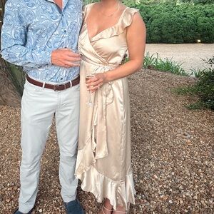 Show Me Your MuMu Samantha Ruffle Wrap Dress Champagne Luxe Satin